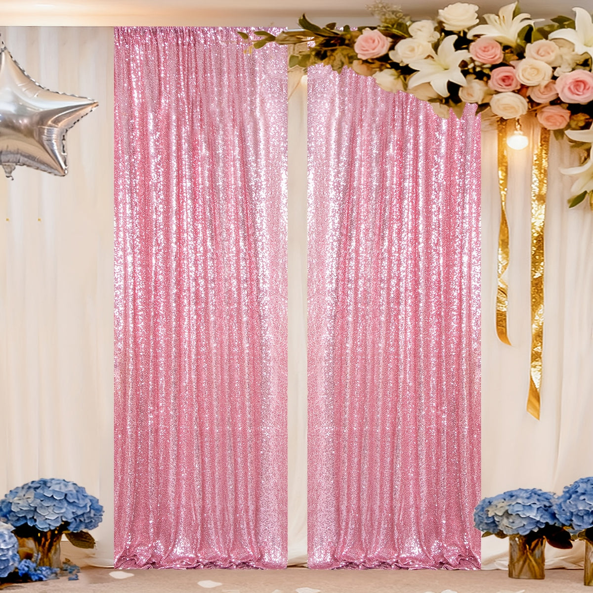 Sequin Curtain Backdrop Panels 24x84 Inches Set of 2 – Glitter Shimmer Party Backdrop for Weddings Birthdays Baby Showers Proms & Photo Booths, 31 Colors