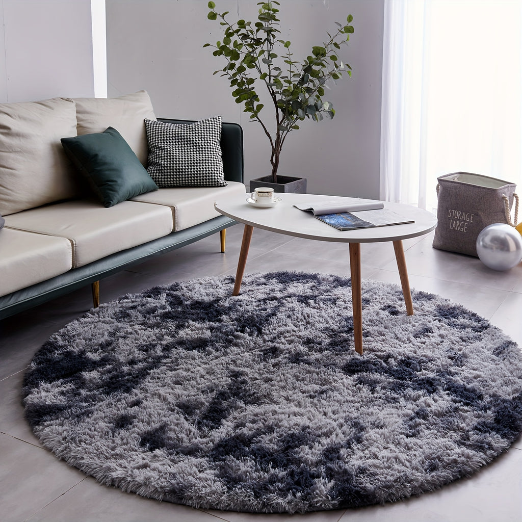 Round Shaggy Rug Soft Fluffy Plush Circular for Bedroom & Living Room – Easy Clean, Tie-Dye & Solid Colors, 3 Sizes 4x4 5x5 6x6ft