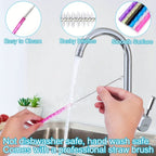 Reusable Spiral Straws Set of 6 with Caps and Cleaning Brush - Food Safe TPU Straws Compatible with 40oz 30oz 20oz Tumblers and Half Gallon Jugs - Eco-Friendly Drinking Straws
