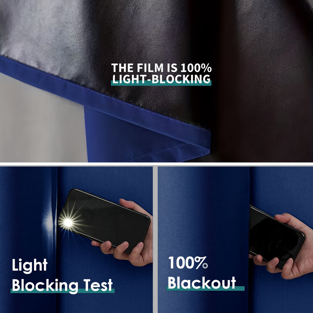 Blackout Curtains Rod Pocket 4-Panel Solid Color Lightweight Matte Drapes | 100% Light Blocking Window Curtains for Bedroom Living Room, 9 Colors 5 Sizes