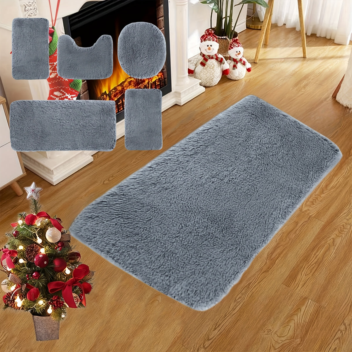 Plush Bath Rugs Set 1-6 Pieces, Multi-Color Microfiber Non-Slip Bathroom Mats – Soft Water Absorbent Thick Machine Washable Toilet Mats for Bathroom, Tub & Shower