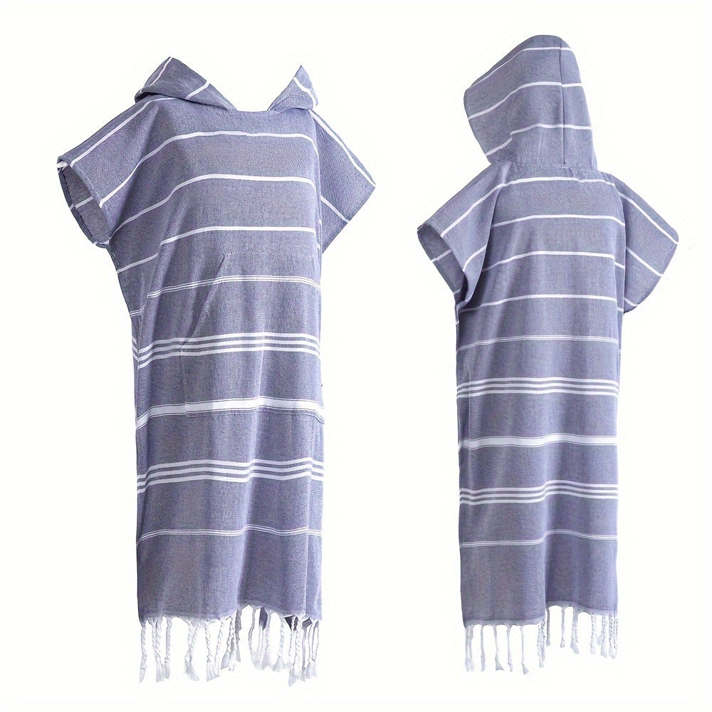 Hooded Surf Poncho Wearable Beach Towel Quick Dry Cotton Changing Robe Sandproof Lightweight for Swimming Diving Surfing Beach Bathing S L Multi Colors