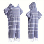 Hooded Surf Poncho Wearable Beach Towel Quick Dry Cotton Changing Robe Sandproof Lightweight for Swimming Diving Surfing Beach Bathing S L Multi Colors