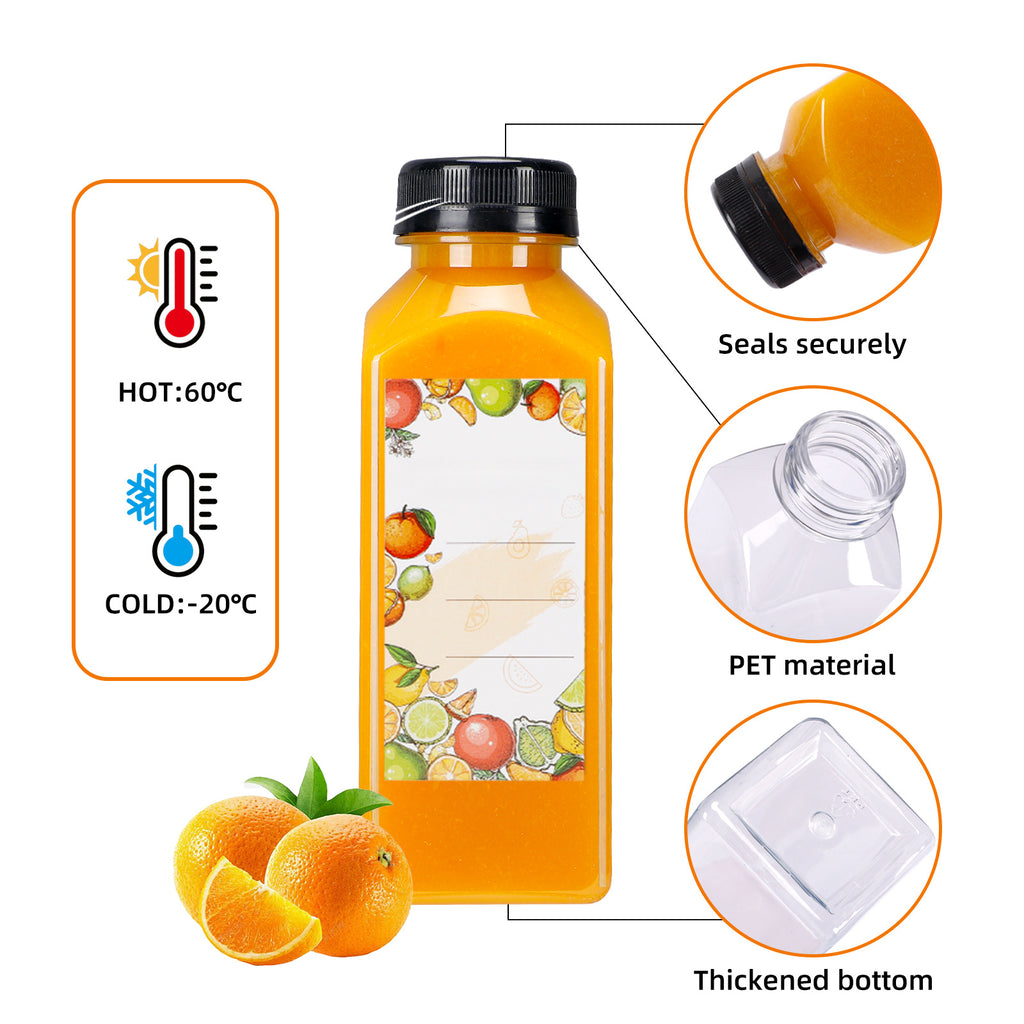 Plastic Juice Bottles with Caps 12oz 16oz Bulk Set 100 118 142 Pcs - Empty Bottles with Labels Funnel & Brush for Juice Smoothie Tea Coffee Party | Nuvia Haven