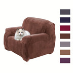 Plush Sofa Slipcover Stretch Thick Couch Cover - Soft Velvet Furniture Protector for Chair Loveseat 3 4 Seater, Anti-Slip Elastic Wrap, Machine Washable, 6 Colors for Living Room