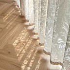 French Tulle Sheer Curtains 2 Panels Cream Hollow Princess Style – Romantic Translucent Rod Pocket Drapes for Living Room Bedroom Balcony Wedding, 5 Sizes