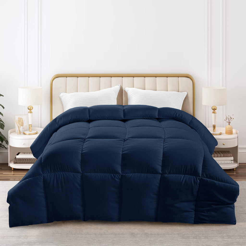 All Season Comforter with Corner Tabs & Box Stitching – Soft Fluffy Lightweight Hotel-Quality Duvet Insert for Twin Queen King, Breathable Year-Round Bedding