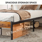 Metal Frame Bed Frame with Headboard No Box Spring Needed, Sturdy Wood Slats Support 800 lbs, Twin Full Queen, Bedroom Platform Bed