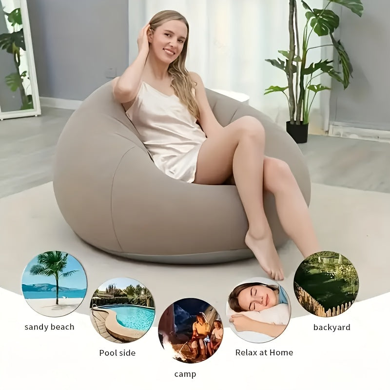Large Bean Bag Chair Inflatable Lounge Sofa – Soft Comfortable Lazy Seat Tatami Floor Chair for Living Room Office Outdoor Camping, Multiple Colors
