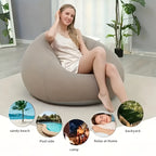 Large Bean Bag Chair Inflatable Lounge Sofa – Soft Comfortable Lazy Seat Tatami Floor Chair for Living Room Office Outdoor Camping, Multiple Colors