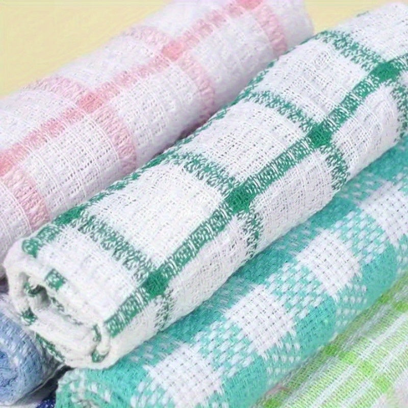 12-Pack Kitchen Dishcloths Double-Sided Reusable Cleaning Cloths – Highly Absorbent Cotton Dish Towels for Kitchen Surfaces & Wine Glass Cleaning, Non-Lint Multicolor Set