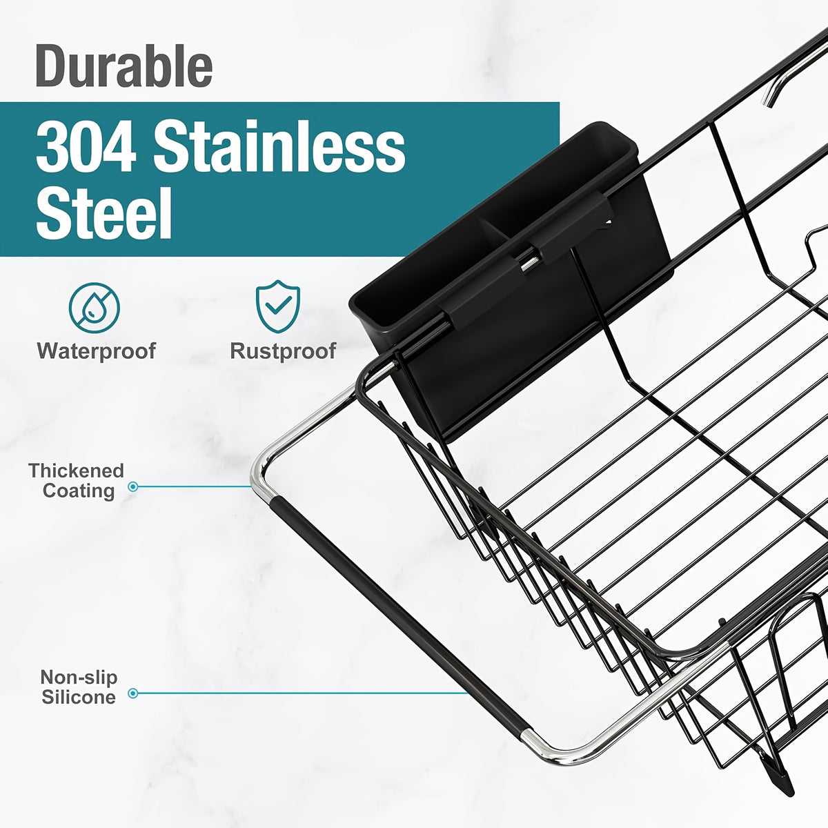 Stainless Steel Over-the-Sink Dish Drying Rack & Colander Strainer Basket with Expandable Grip – Heavy-Duty Sink-Mounted Dish Drainer for Vegetable Washing & Space-Saving Kitchen Organization