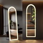 Smart LED Touch Sensor Full-Length Mirror with Adjustable Brightness – Wall-Mount & Freestanding Slim Modern Frame for Vanity, Bedroom & Dressing Room Lighting