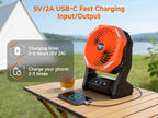 Camping Fan 20000mAh Battery LED Light 4-Speed Brushless Motor 180 Degree Oscillation 22-26H Runtime Portable Rechargeable Outdoor Fan for Camping Hiking Picnic Emergency Power Outage Green