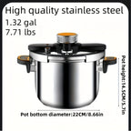 Stainless Steel Pressure Cooker Fast Cooking with One-Touch Locking Lid, Safety Valve & Pressure Gauge – Induction & Gas Compatible for Indoor Outdoor Use