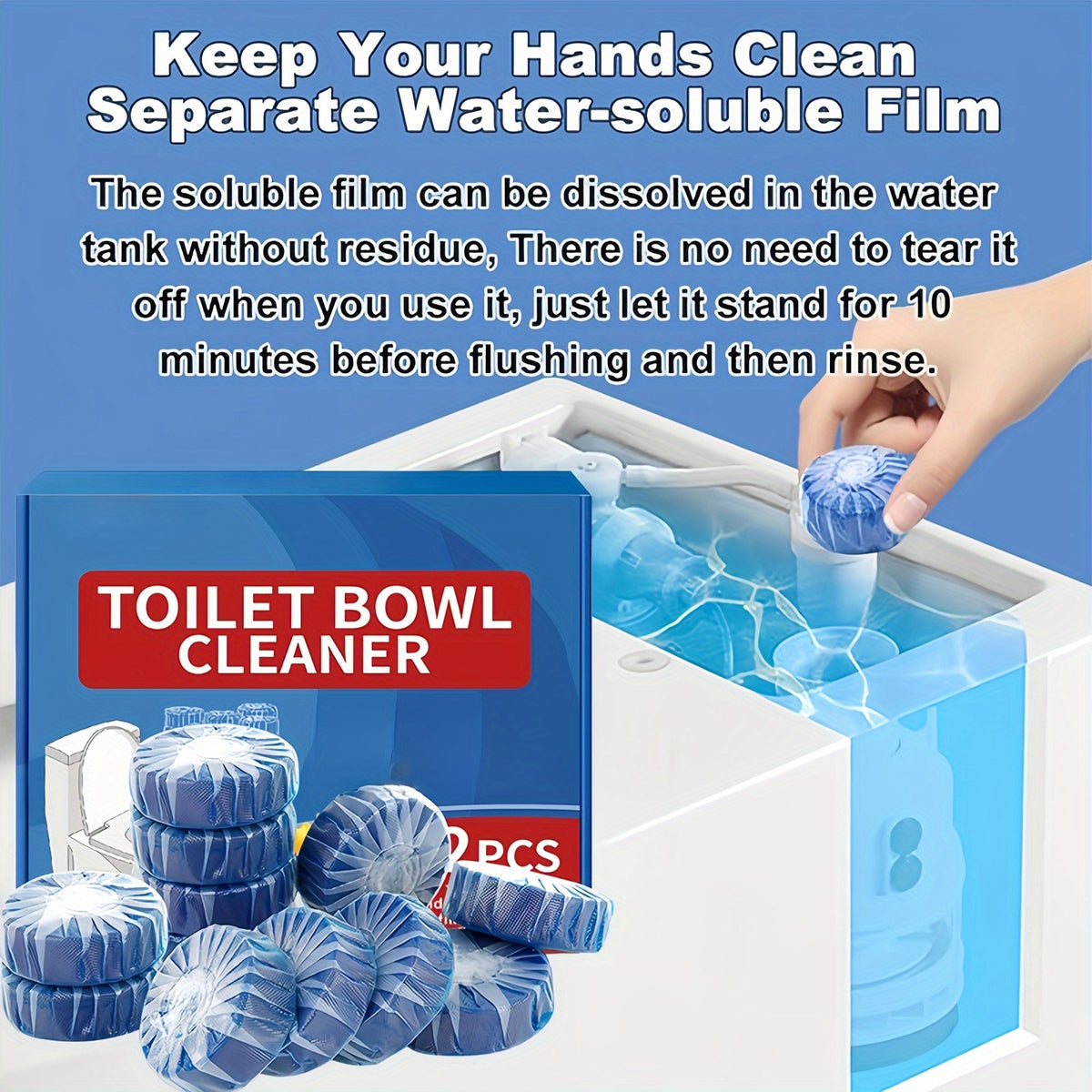 Jasmine Scent Automatic Toilet Bowl Cleaner Tablets 48-Pack – Low Odor, Plastic-Surface Safe, Powerful Stain Removal & Long-Lasting Deodorizing for Home & RV Toilets
