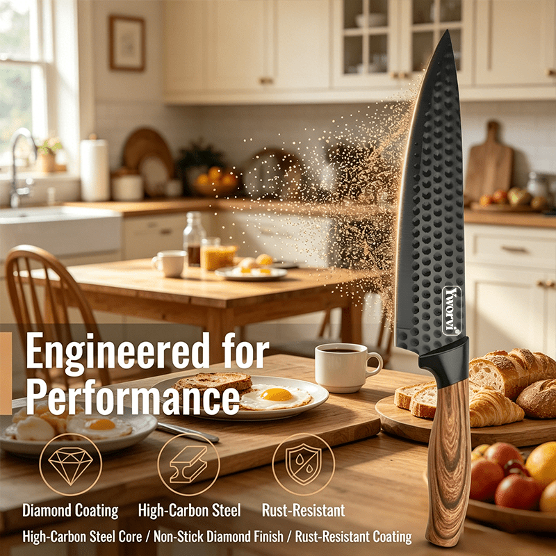 Professional Kitchen Knife Set Ultra-Sharp Stainless Steel with Knife Block & Gift Box – Chef’s Knife, Peeling Knife, Utility Knife & Scissors, Ergonomic Kitchen Gift for Family