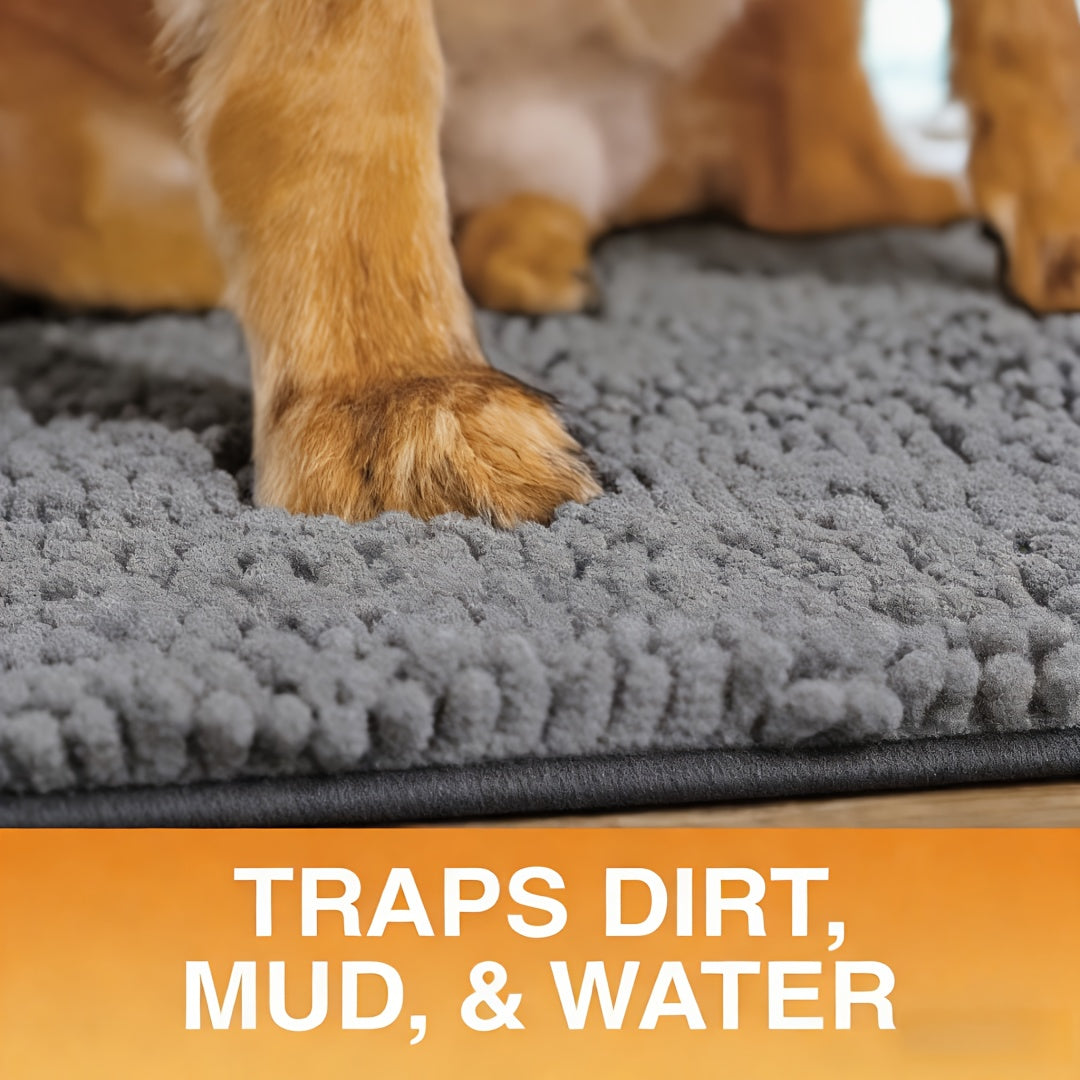 Super-Absorbent Microfiber Dog Door Mat, Slip-Resistant Washable Pet Rug, Quick-Dry Mud & Paw Trapping, Machine Washable Indoor Outdoor Entrance Mat