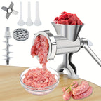 Manual Meat Grinder with Sausage Maker - Stainless Steel Crank Table Clamp Grinder, 3 Sausage Tubes, for Beef Pork Chicken Vegetables, Kitchen Chopping & Grinding Tool | Nuvia Haven
