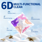 6-in-1 Laundry Detergent Pods 50 Count + 10 Bonus, Deep Clean Stain Removal Color Protection Fabric Softening Long-Lasting Rose Fragrance, Fast Dissolving HE Washer Compatible Laundry Pods