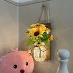 Sunflower Mason Jar Wall Lamp Set of 2 – DIY Artificial Flower Night Light Atmosphere Lamp for Party, Holiday & Home Decoration