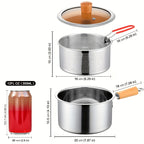 Stainless Steel Cookware Set 5-Piece with Frying Basket & Glass Lid – Non-Stick Frying Pan, Deep Fryer, Pasta Pot, Milk Saucepan & Food Steamer | Induction & Gas Compatible