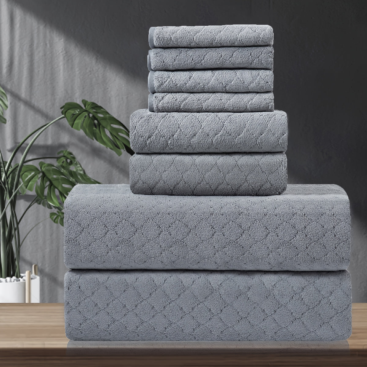8 Piece Bath Towel Set Oversized – 2 Extra Large Bath Sheets, 2 Hand Towels, 4 Washcloths – Soft, Highly Absorbent, Quick Dry Shower Towels for Bathroom, Hotel, Spa & Beach