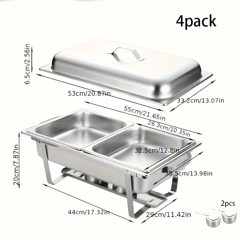 3-Compartment Buffet Food Warmer Chafing Dish Set with Water Tray, Cover & Baking Tray – Stainless Steel Party Server for Holidays, Birthdays & Catering Events