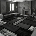 Modern Bohemian Geometric Area Rug - Grey and Black Thick Rectangular Large Carpet Soft Non-Slip Machine Washable for High-Traffic Areas and Bedrooms