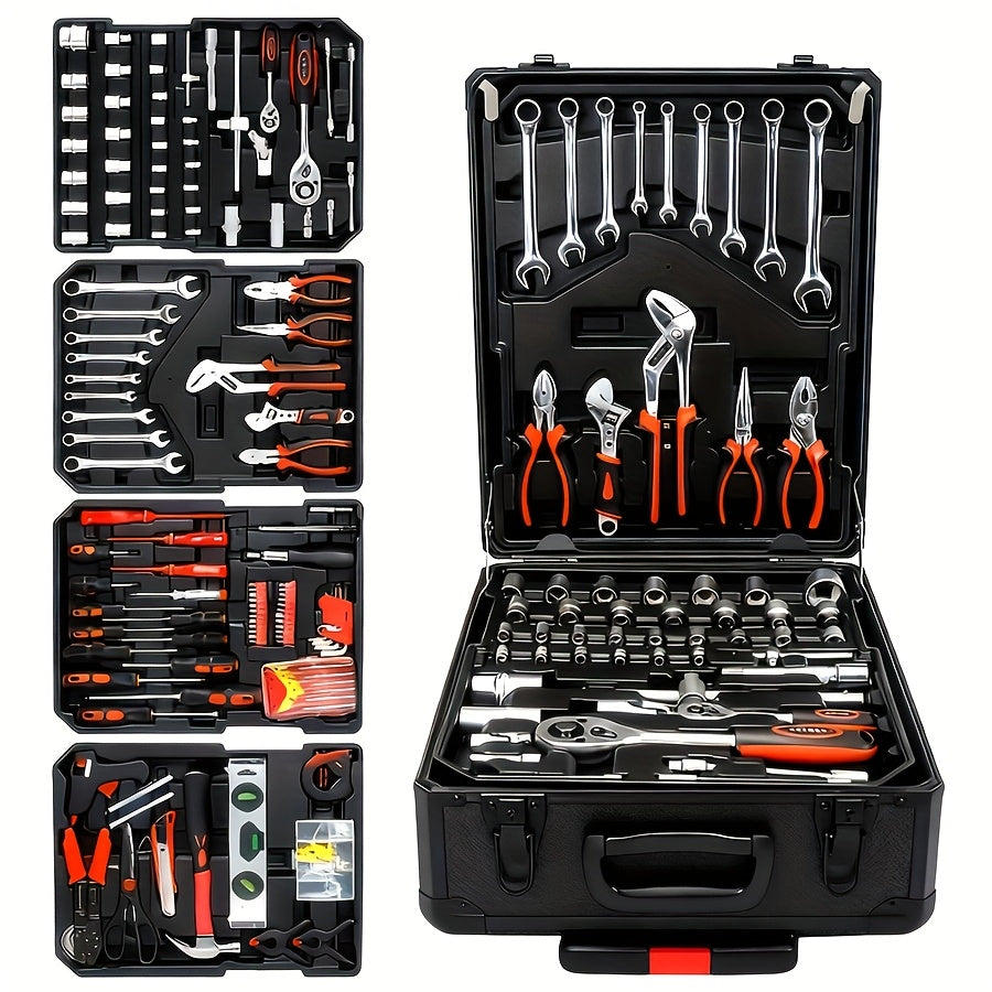 52-Piece Professional Tool Set Toolbox – Multi-Function Portable Home & Car Repair Kit for Enthusiasts and Professionals, Gift for Men, White Black Red