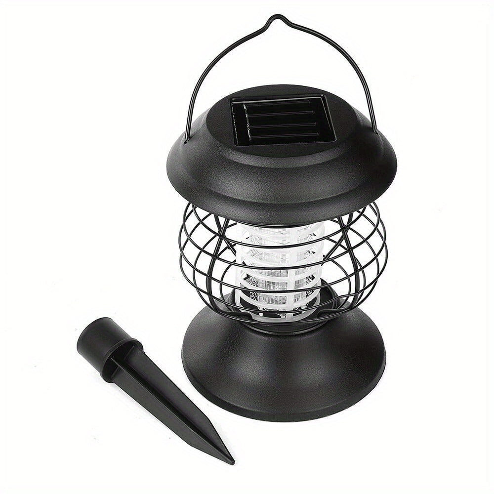 Solar UV Mosquito Killer Lamp Outdoor Electric Grid Sticky Board Dual Trap Flying Insect Killer No Power Needed for Courtyard Terrace Garden Patio Black