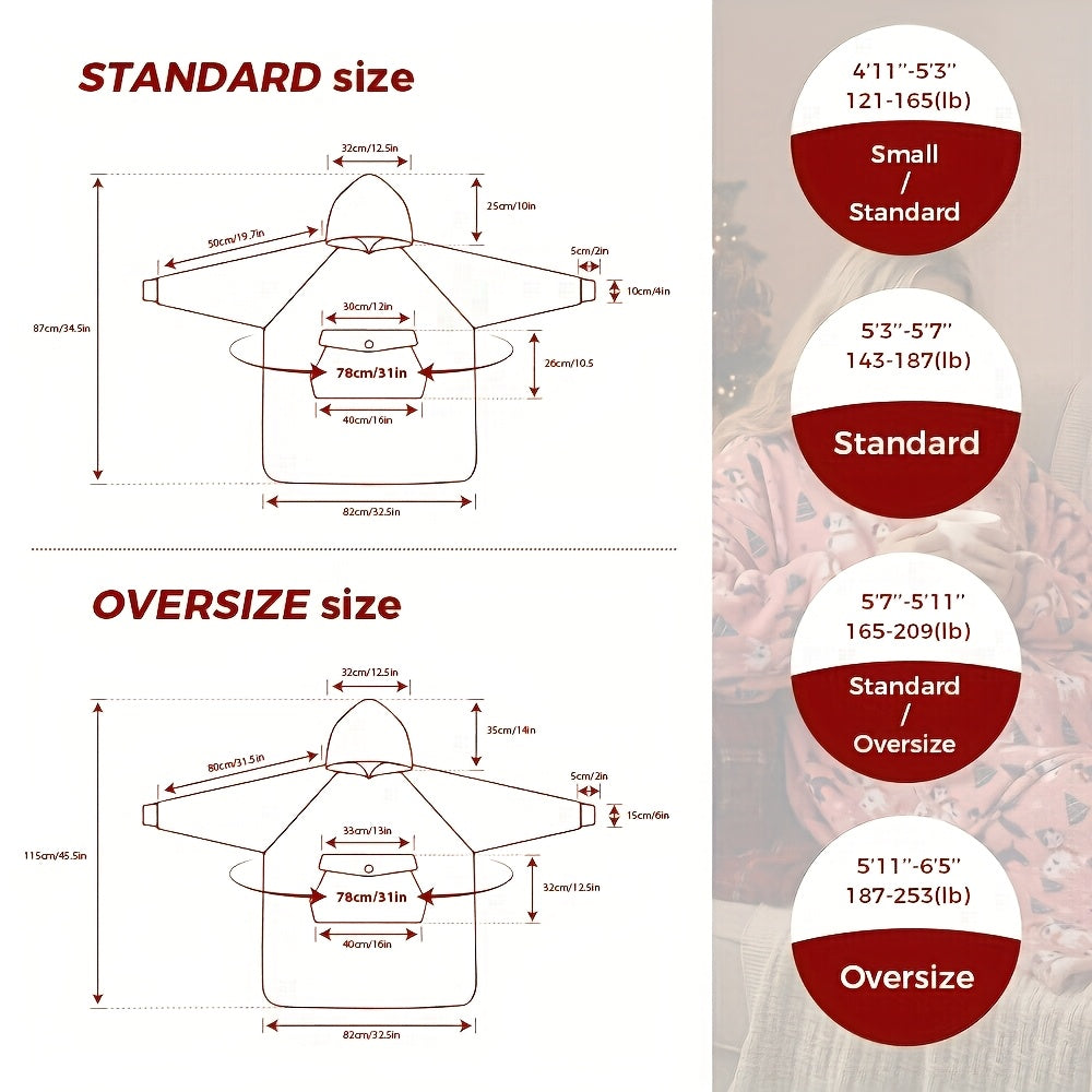 Wearable Blanket Hoodie Oversized Flannel with Pockets Super Soft Warm Cozy Sweatshirt Blanket for Women Men Adult Winter Extra Long Multiple Colors