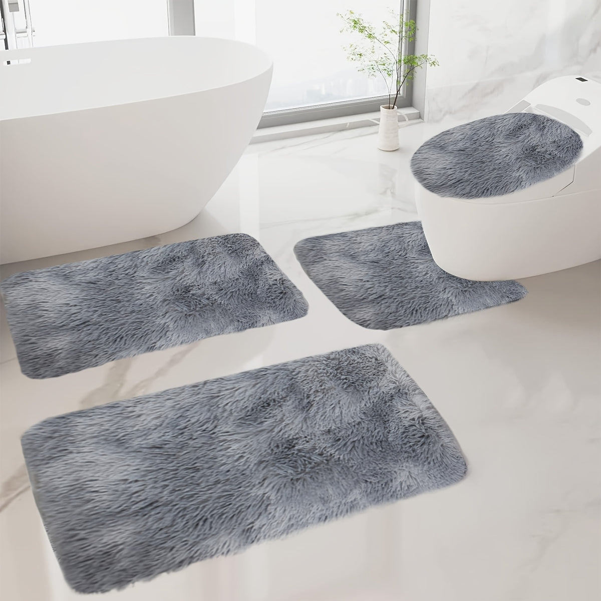 Soft Velvet Bath Rug Set Non-Slip Water Absorbent Machine Washable Bathroom Mat 3 4 5 6 Piece Sets Multiple Colors