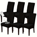 Stain-Resistant Stretch Dining Chair Covers Set of 4 or 6 Jacquard Polyester-Spandex Removable Slipcovers – Pet & Kid Friendly, Machine Washable, for Restaurant Home Wedding Christmas