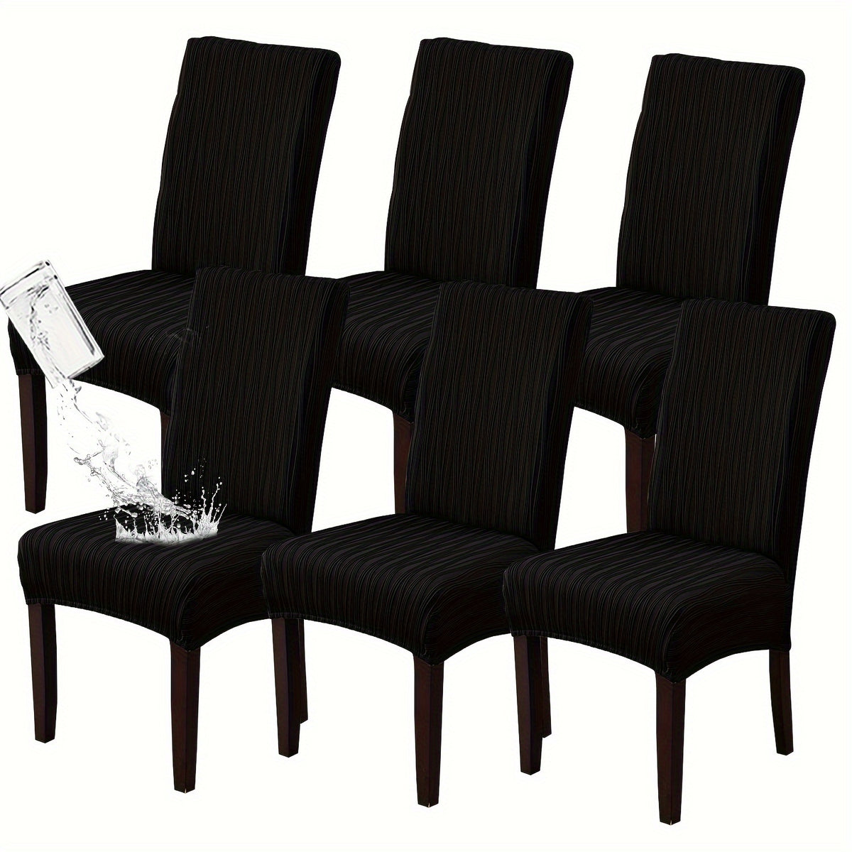 Stain-Resistant Stretch Dining Chair Covers Set of 4 or 6 Jacquard Polyester-Spandex Removable Slipcovers – Pet & Kid Friendly, Machine Washable, for Restaurant Home Wedding Christmas