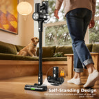 45KPA Cordless Vacuum Cleaner 8-in-1 Lightweight Stick Vacuum Green Light Anti-Tangle Floor Brush for Carpet Pet Hair Tile Hardwood 4 Colors