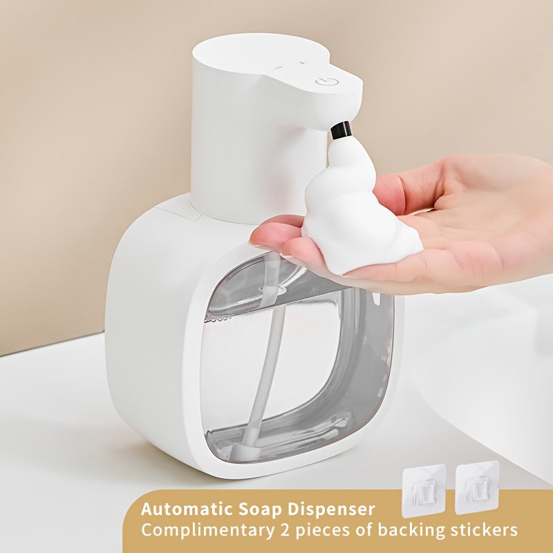 Automatic Foam Soap Dispenser Touchless USB Rechargeable - Wall-Mountable Hands-Free Soap Pump with Adjustable Foam Output for Bathroom, Kitchen & Pet Bathing, Works with Liquid Soap, Body Wash & Dish Detergent - White & Black