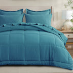 Bed in a Bag Queen 7 Piece Fluffy Comforter Set – Ultra-Soft Microfiber Bedding with Comforter, Fitted Sheet, Flat Sheet & 4 Pillowcases, Hypoallergenic Breathable All Season Bedding Gift for Her