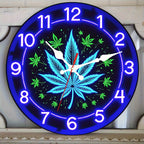 Neon Wooden Silent Wall Clock 10x10 Inch for Basement Bookstore Staircase – Battery Operated Decorative Clock for Home, Office & Seasonal Gift