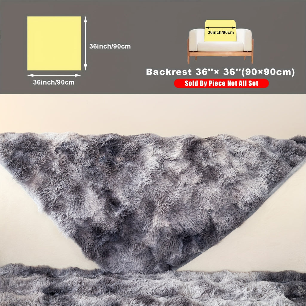 Faux Lamb Fluffy Sofa Cover Modern Gradient – Thick Plush Pet-Friendly Polyester Sofa Protector, Machine Washable 450-500g Fabric for Single, Double, Triple & Combination Sofas