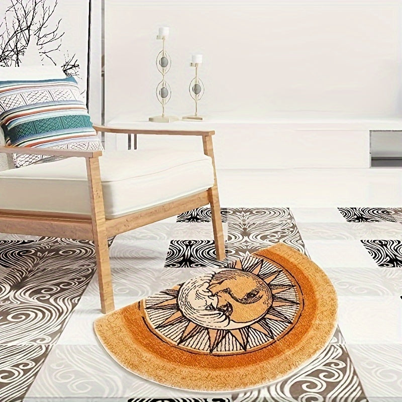 Absorbent Half Round Welcome Mat Non-Slip Indoor Outdoor Door Mat 28x20 Inch Machine Washable Soft Entry Rug for Front Door Bedroom Bathroom