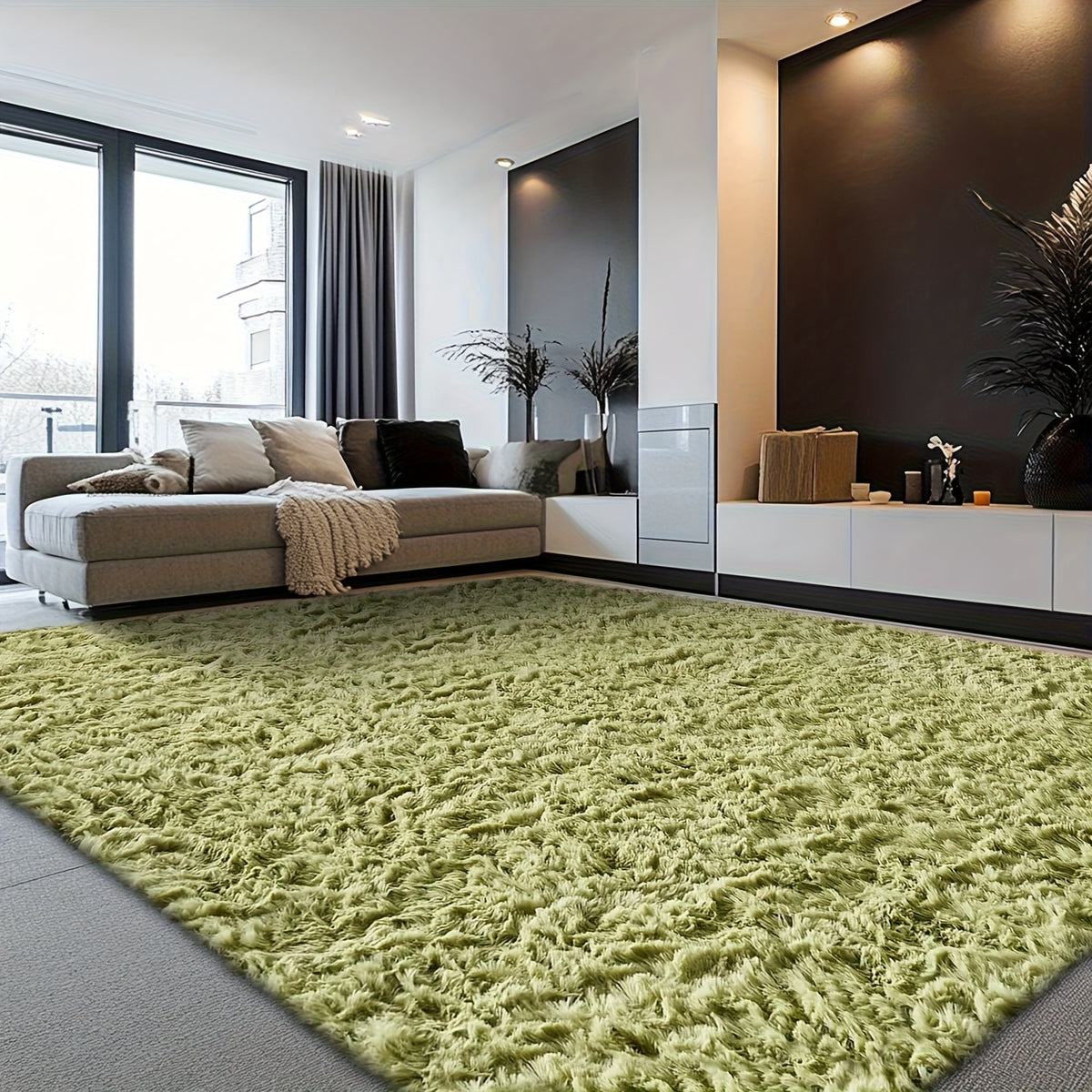 Velvet Shag Area Rug with Non-Slip Backing – Super Soft Plush Indoor Carpet for Living Room, Bedroom & Kitchen, Tie-Dye & Solid Colors, 5 Sizes