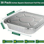 8x8 Aluminum Cake Pans 30 Pack with Lids – Disposable 8 Inch Square Foil Baking Pans for Cakes, Brownies, Freezing & Meal Prep