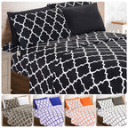 Luxury Microfiber Bed Sheet Set Geometric Trellis Pattern 16 Inch Deep Pockets Fade Wrinkle Resistant Hotel Quality Twin Full Queen King 5 Colors