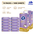 3-Ply Facial Tissues Soft Pack 10-Pack Bulk – 100 Sheets Each, 4D Embossed Virgin Wood Pulp, Ultra Soft Unscented Disposable Tissue Paper for Face, Home, Office & Travel