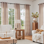 100% Blackout Curtains - 4 Panel Set, Boho Rustic Textured Grommet Drapes for Living Room & Bedroom, Privacy & Room Darkening, 4 Colors