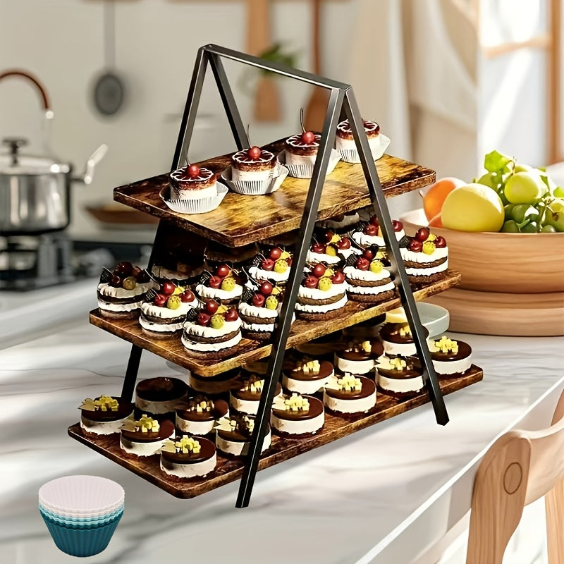 Wire Cooling Rack Set Collapsible Stainless Steel with Muffin Cup Slots - Baking Rack for Cakes, Cupcakes, BBQ & Drying, Stackable Oven Safe Cooling Grid