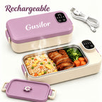 Heated Lunch Box Rechargeable with Timer - Self-Warming Portable Bento Box 80°C Keep Warm for Women & Men, Insulated Meal Prep Container with Lid, Electric Lunch Box for Work & Office