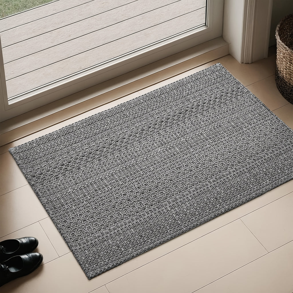 Bohemian Braided Cotton Area Rug Machine Washable Non-Slip Rubber Back – Woven Boho Rug for Living Room, Bedroom, Kitchen, Dining Room & Entryway – Sizes 2x3ft to 6x9ft