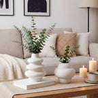Ceramic Vase Set 5 Pieces Matte – Nordic Boho Minimalist Flower Holders for Shelf, Mantle & Entryway Table Decor | Home Decorations